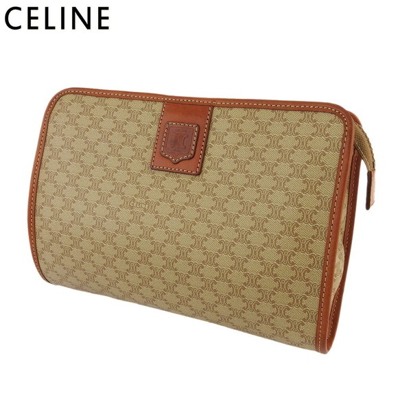 Celine Shoulder beige clutch Macadam Bag leather bag brown pouch - Picture 1 of 6